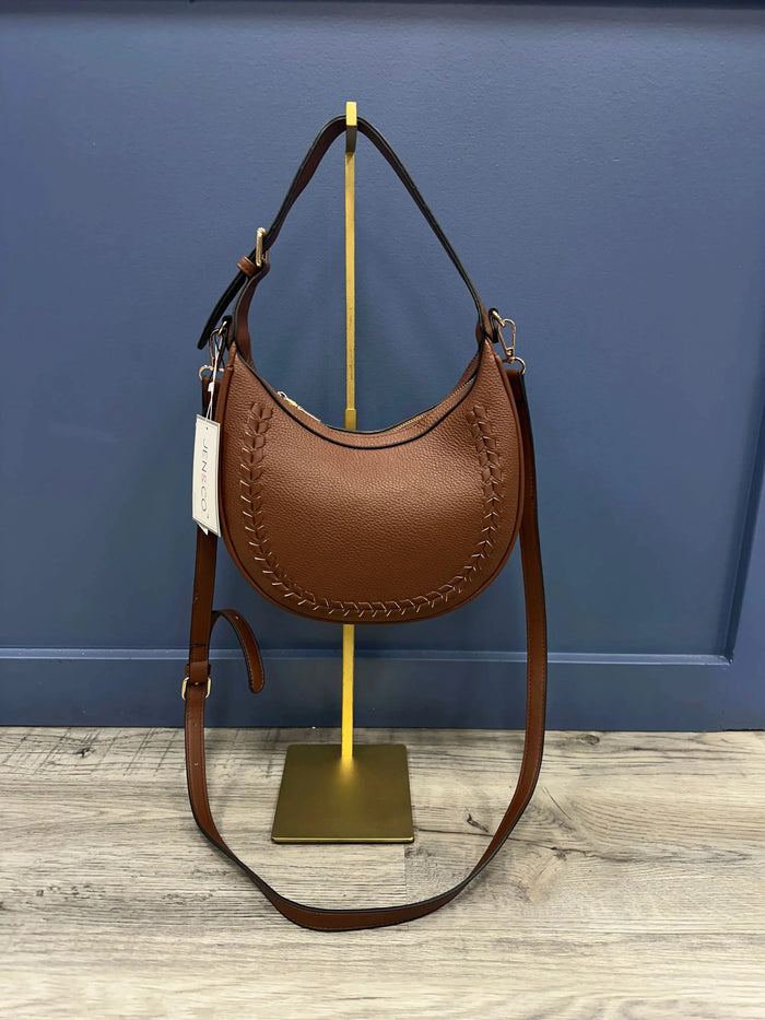 Tristan Round Whipstitch Shoulder Bag w/ Crossbody Strap Jen & Co
