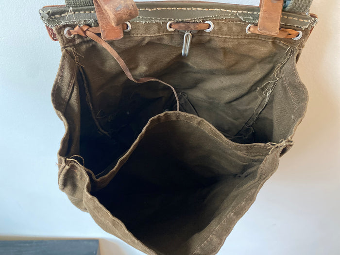 Vintage Swiss Fly-Fishing Shoulder Bag – Canvas & Leather Trim Surplus Gaming Bag