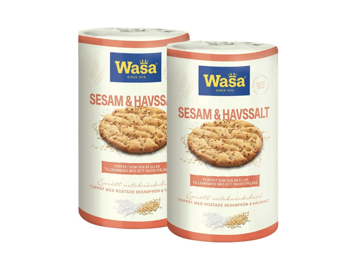 Wasa Knäckebröd Runda Sesam & Havssalt 2 × 290g (2 × 10.23 oz) – Authentic Swedish Round Sesame & Sea Salt Crispbread