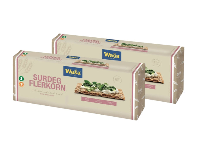 Wasa Knäckebröd Surdeg Flerkorn 2 × 550g (2 × 19.40 oz) – Authentic Swedish Multigrain Sourdough Crispbread