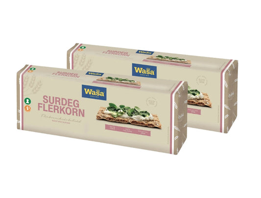 Wasa Knäckebröd Surdeg Flerkorn 2 × 550g (2 × 19.40 oz) – Authentic Swedish Multigrain Sourdough Crispbread