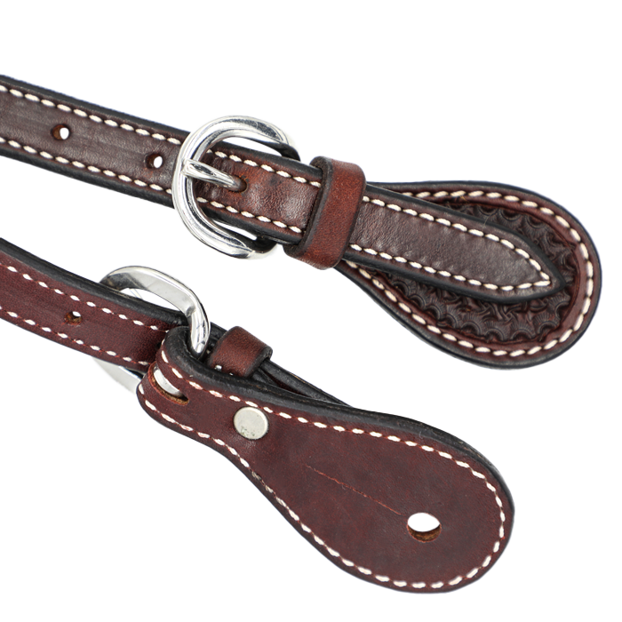 Wildfire Saddlery | Spur Straps 5/8" Rosewood Spider Stamp