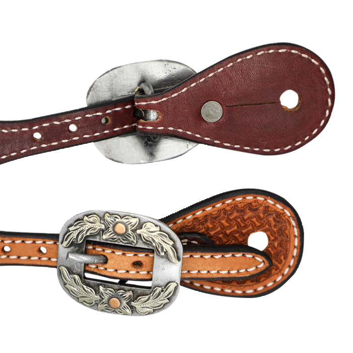 Wildfire Saddlery | Spur Straps Cowboy Mens Golden Spider Stamp with Custom Buckles