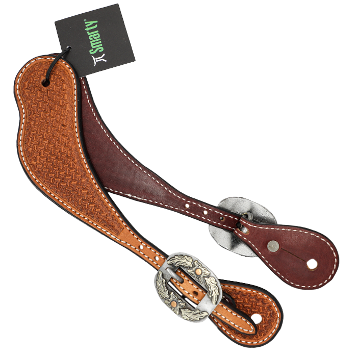 Wildfire Saddlery | Spur Straps Cowboy Mens Golden Spider Stamp with Custom Buckles