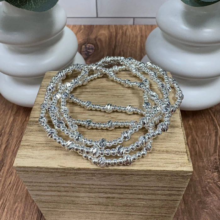 WR Silver Sparkle Stack Bracelet Set (Set of 5) What's Hot