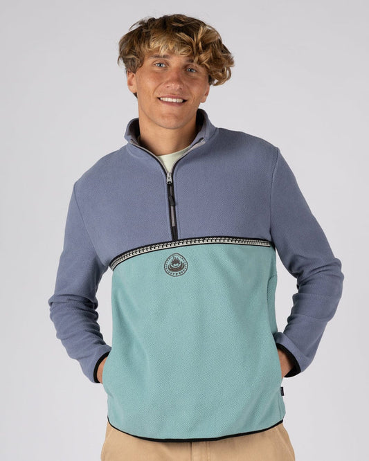 Zaki  Mens 1/4 Neck Fleece in Blue