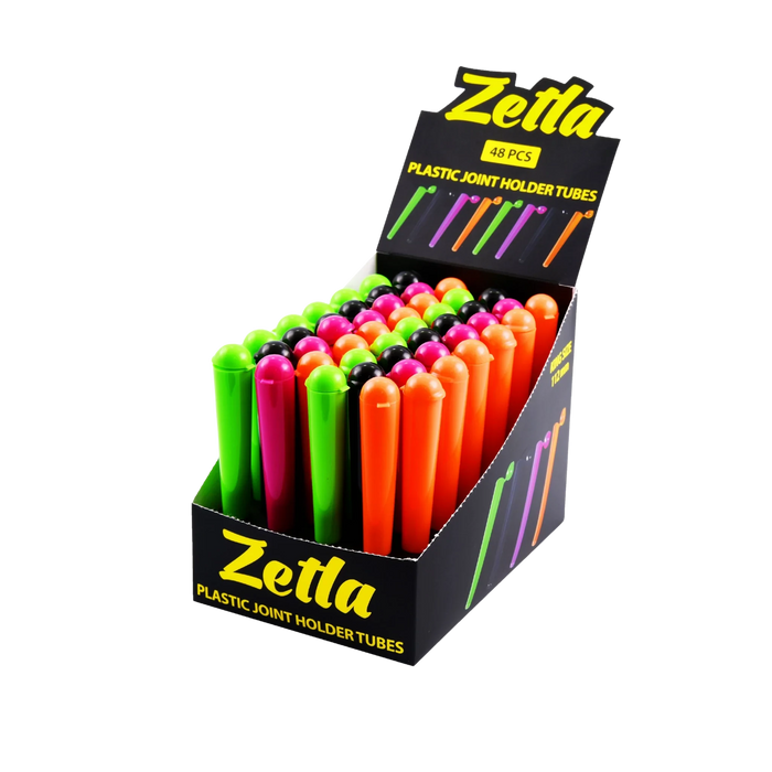 Zetla Plastic Joint Tubes 112mm – Airtight Pre-Roll Joint Case (48 Pack, Color Mix)